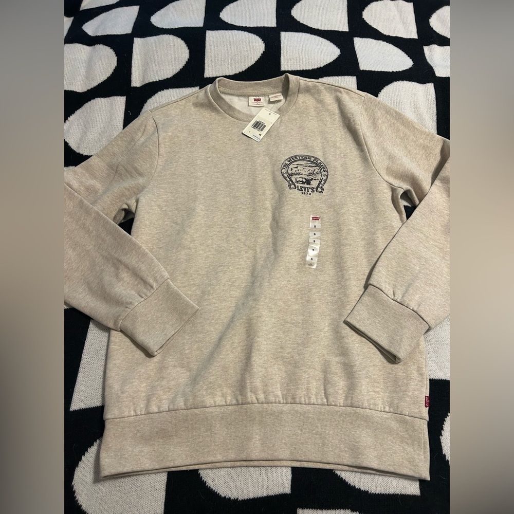 NWT Levi's Men's Light Beige Crewneck Sweatshirt The Western Plains Sz S
